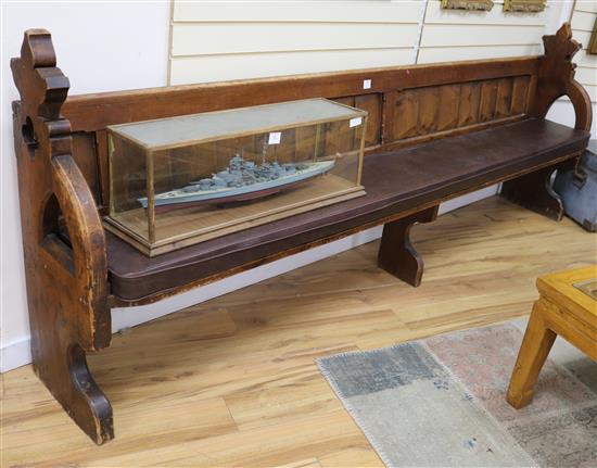 A Victorian Gothic style pew W.280cm